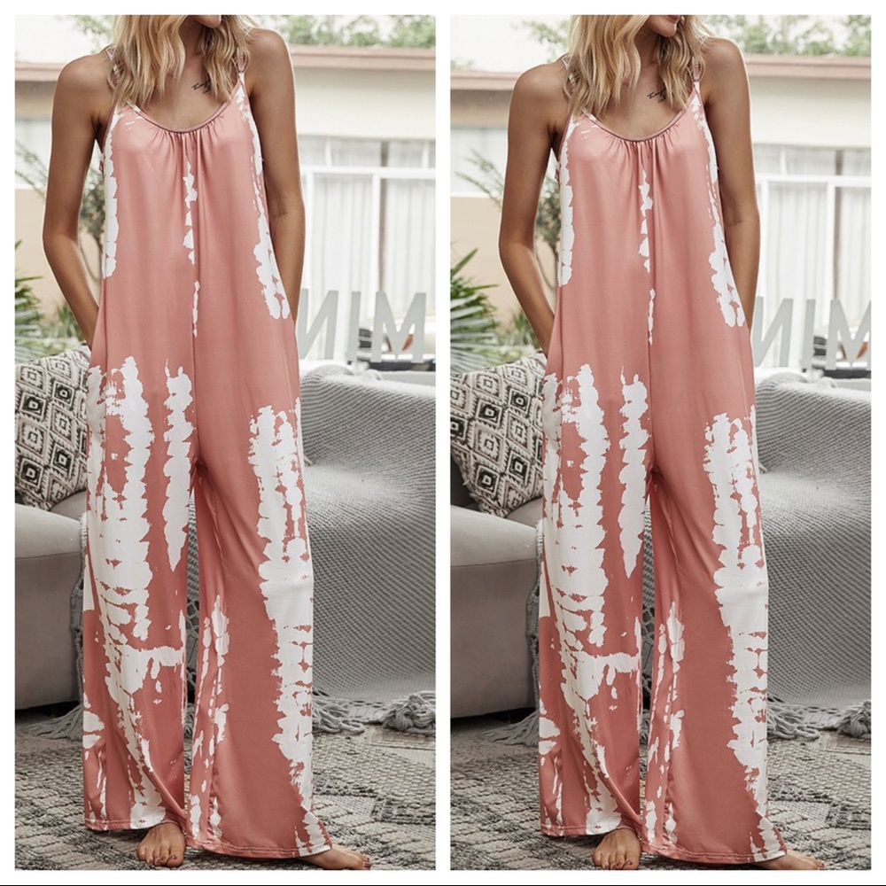 Boho Chic tie dye sleeveless wide leg jumpsuit - Picture 5 of 5